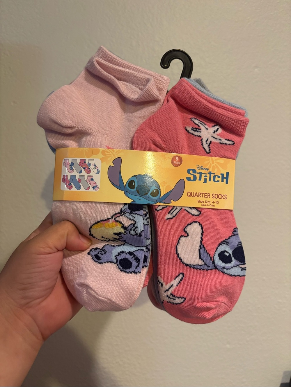 Disney Pink & Light Pink Stitch Quarter Sock Set